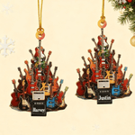 Personalised 2D Flat Electric Guitar Christmas Ornament with Name Christmas Gift for Guitarists Music Lovers