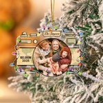 Personalised Christmas Light Camera Photo Acrylic Ornament with Name Text and Year Home Decor Christmas Gift for Family Friends