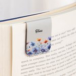 Gepersonaliseerde Aquarel Geboortebloemen Magnetische PU-leer Bladwijzerclip met Naam Verjaardagscadeau voor Boekenliefhebbers en Boekenwurmen