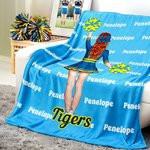 Couverture Douce Multicolore Personnalisée avec Motif Cheerleading Dessin Animé et Nom Cadeau Jour de Match pour Pom-Pom Girls et Entraîneurs