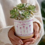 Personlig Toile De Jouy Birth Flower Keramisk växtkruka med smeknamn och namn Jul Thanksgiving Day Present till mamma mormor