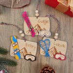 Ornement personnalisé en bois sur le thème du ski avec nom et année Décoration de l'arbre de Noël Cadeau pour les passionnés de ski