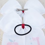Personalized Cute Apple White Hair Bow with Grade and Initial Cute Accessories Back to School Birthday Gift for Girls