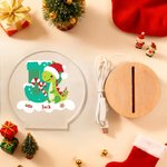 Cappello di Babbo Natale personalizzato Dinosauro iniziale Luce notturna a LED con nome e base in legno Home Decor Regalo di Natale per bambini