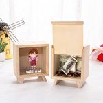 Tirelire en Bois Personnalisée avec Personnage Dessin Animé et Nom Cadeau Noël Anniversaire pour Enfants
