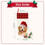 Personalised Santa Hat Plaid Oil Painting Photo Sweets Christmas Stocking with Name Christmas Decor Party Gift for Pet Lovers