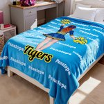 Couverture Douce Multicolore Personnalisée avec Motif Cheerleading Dessin Animé et Nom Cadeau Jour de Match pour Pom-Pom Girls et Entraîneurs