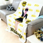 Couverture Douce Multicolore Personnalisée avec Motif Cheerleading Dessin Animé et Nom Cadeau Jour de Match pour Pom-Pom Girls et Entraîneurs