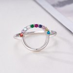 Personalised 1-10 Family Birthstones Reunion Circle Women Ring Dainty Jewellery Mother's Day Anniversary Gift for Mom Grandma