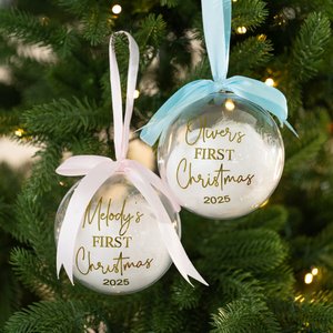 Henkilökohtainen vauvan ensimmäinen joulu Bauble Ornamentti nauhalla nimi Tree Decor joululahja vastasyntyneille Baby Tytöt Pojat