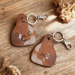 Personalized Western Cowboy Brown Fur Texture Print Keychain with Name and Initial Daily Use Birthday Graduate Gift for Farmers Highland Cow Lovers