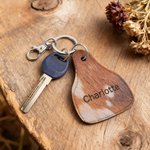 Personalized Western Cowboy Brown Fur Texture Print Keychain with Name and Initial Daily Use Birthday Graduate Gift for Farmers Highland Cow Lovers
