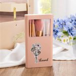 Personalized Birth Flower Bouquet 5 Pcs Makeup Brush Storage Box Set with Name and Mirror Christmas Birthday Wedding Gift for Ladies Girls