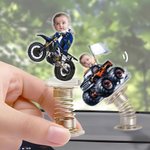 Gepersonaliseerd gezicht foto motorfiets acryl lente auto ornament verjaardag Gift voor familie auto-eigenaren