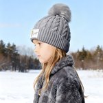 Personalized Birth Flower Cute Pom-Pom Soft Knitted Beanie Hat with Name Winter Accessory Birthday Gift for Boys Girls
