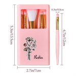 Personalized Birth Flower Bouquet 5 Pcs Makeup Brush Storage Box Set with Name and Mirror Christmas Birthday Wedding Gift for Ladies Girls