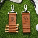 Personalised Photo to Lines Portable Golf Tee Holder Bag Tag with Name and 5 Pcs Bamboo Tees Golf Club Birthday Christmas Gift for Golf Player