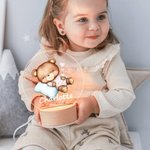 Henkilökohtainen Star Heart Flower Cute Sleepy Animal Akryyli LED yövalo nimi päivämäärä ja puinen pohja syntymäpäivä joululahja lapsille