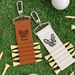 Personligt foto på husdjur till linjer PU läder Golf Tee Holder Bag Tag med husdjursnamn och 5 st bambu tees Golfklubba Födelsedagspresent för golfspelare