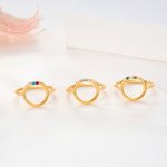 Personalised 1-10 Family Birthstones Reunion Circle Women Ring Dainty Jewellery Mother's Day Anniversary Gift for Mom Grandma