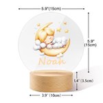 Personalised Moon Cloud Baby Acrylic LED Night Light with Name and Wooden Base Nursery Decor Anniversary Birthday Gift for Boys Girls