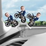 Gepersonaliseerd gezicht foto motorfiets acryl lente auto ornament verjaardag Gift voor familie auto-eigenaren