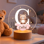 Personalised Dreamy Star Cloud Multiple Animals Initial LED Night Light with Name and Wooden Base Room Decor Birthday Christmas Gift for Babies Kids