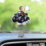 Gepersonaliseerd gezicht foto motorfiets acryl lente auto ornament verjaardag Gift voor familie auto-eigenaren