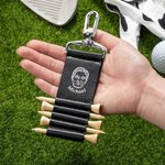 Personalised Photo to Lines Portable Golf Tee Holder Bag Tag with Name and 5 Pcs Bamboo Tees Golf Club Birthday Christmas Gift for Golf Player