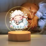 Henkilökohtainen Star Heart Flower Cute Sleepy Animal Akryyli LED yövalo nimi päivämäärä ja puinen pohja syntymäpäivä joululahja lapsille