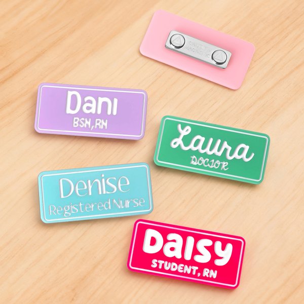 Personalized Multicolour Acrylic  Name Pin Badge with Job Title Back to School Hospital Gift for Teacher Doctor Nurse