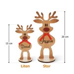 Personlig rödnosig ren träborddekoration med namn familje julfest dekoration perfekt julklapp för barn och familj