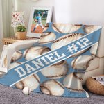 Henkilökohtainen Baseball Jalkapallo Jalkapallo Urheilu Pehmeä heittää huopa teksti Game Day Syntymäpäivälahja lapsille urheilun ystäville