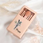 Personalized Birth Flower Bouquet 5 Pcs Makeup Brush Storage Box Set with Name and Mirror Christmas Birthday Wedding Gift for Ladies Girls