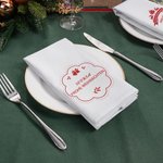 Personalisierte Glocke Rentier Weihnachtsbaum Serviette aus 100% Baumwolle mit Namen und Text Tischdeko Weihnachtsgeschenk für Familie Freunde