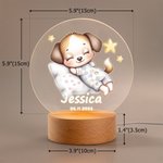 Henkilökohtainen Star Heart Flower Cute Sleepy Animal Akryyli LED yövalo nimi päivämäärä ja puinen pohja syntymäpäivä joululahja lapsille