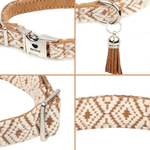 Gepersonaliseerde Paw Bone Hart Verstelbare Gevlochten Halsband met Naam Kwastje en Touw Dagelijks Gebruik Huisdier Verjaardag Verjaardagscadeau voor Huisdierliefhebber