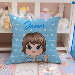 Personalised Cute Kid Cartoon Character Cushion Cover with Name Home Decor Christmas Birthday Gift for Boys Girls