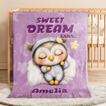 Personlig Stjärnor Månar Moln Sweet Dream Tecknade djur Mjuk pläd filt med namn Heminredning Födelsedag Julklapp för barn