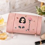 Personalizzato nascita fiore personaggio cartone animato 4 in 1 borsa trucco in pelle PU con nome viaggio essenziale matrimonio festa compleanno regalo per le donne