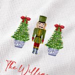 Personalised Watercolour Christmas Tree Chinoiserie Nutcracker Tea Towel with Text Kitchen Decor Christmas Gift for Family Friends
