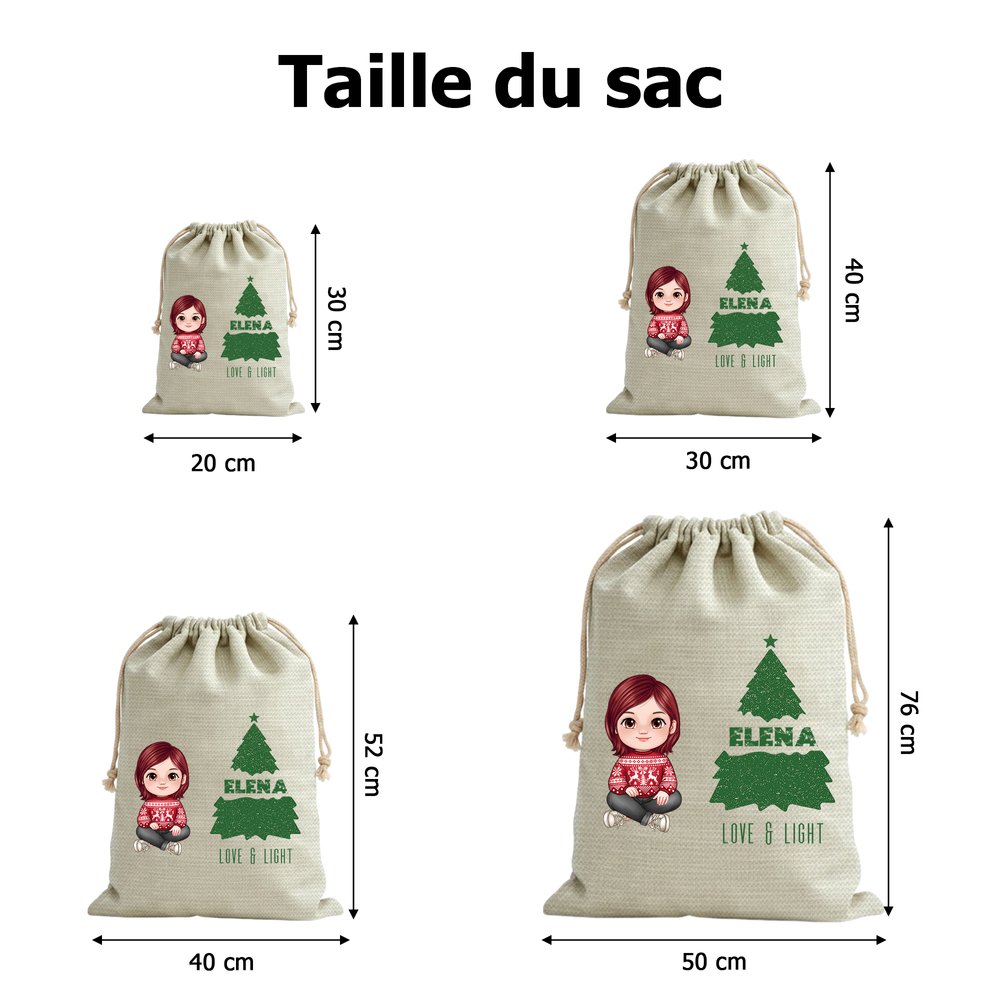 Sac Cadeau à Cordon Personnalisé avec Personnage de Dessin Animé Texte et Nom Cadeau Noël pour Enfants Famille et Amis 10