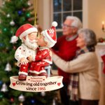Adorno navideño de acrílico personalizado en forma de pareja de Papá Noel con nombre y año Decoración del árbol de Navidad Regalo de inauguración de la casa para los abuelos