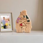 Personalizowany drewniany szalik Przytul Niedźwiedzia Rodzinne Puzzle z Kochającym Sercem i 2-8 Imionami Dekoracja Biurka Prezent Urodzinowy i Rocznicowy dla Rodziny