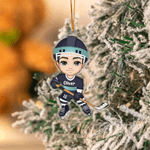 Personalised Ice Hockey Sports Cartoon Character Acrylic Ornament with Name and Number Home Tree Decor Christmas Gift for Ice Hockey Player