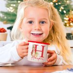 Taza esmaltada personalizada de 350 ml con el conejito de Peter Rabbit con inicial y nombre regalo de cumpleaños o vuelta la cole para niños