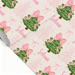 Papier d'emballage de sapin de Noël rose avec noeud personnalisé Coquette Papier d'emballage de sapin de Noël rose avec nom Décoration de cadeau Fête de Noël Favors pour les filles Femmes
