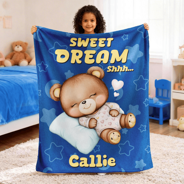 Personlig Stjärnor Månar Moln Sweet Dream Tecknade djur Mjuk pläd filt med namn Heminredning Födelsedag Julklapp för barn