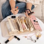 Personalizzato nascita fiore personaggio cartone animato 4 in 1 borsa trucco in pelle PU con nome viaggio essenziale matrimonio festa compleanno regalo per le donne
