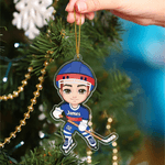 Personalised Ice Hockey Sports Cartoon Character Acrylic Ornament with Name and Number Home Tree Decor Christmas Gift for Ice Hockey Player